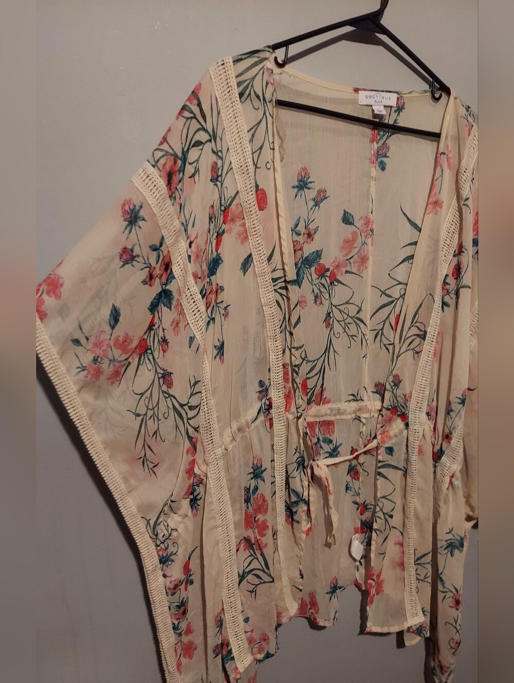 Floral Sheer Kimono Size 2X Romantic Festival Boho Peasant Fairy Grunge Garden